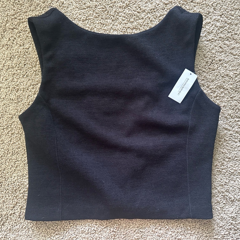 Banana Republic Black Tank Faux Leather Back Strap Size 14